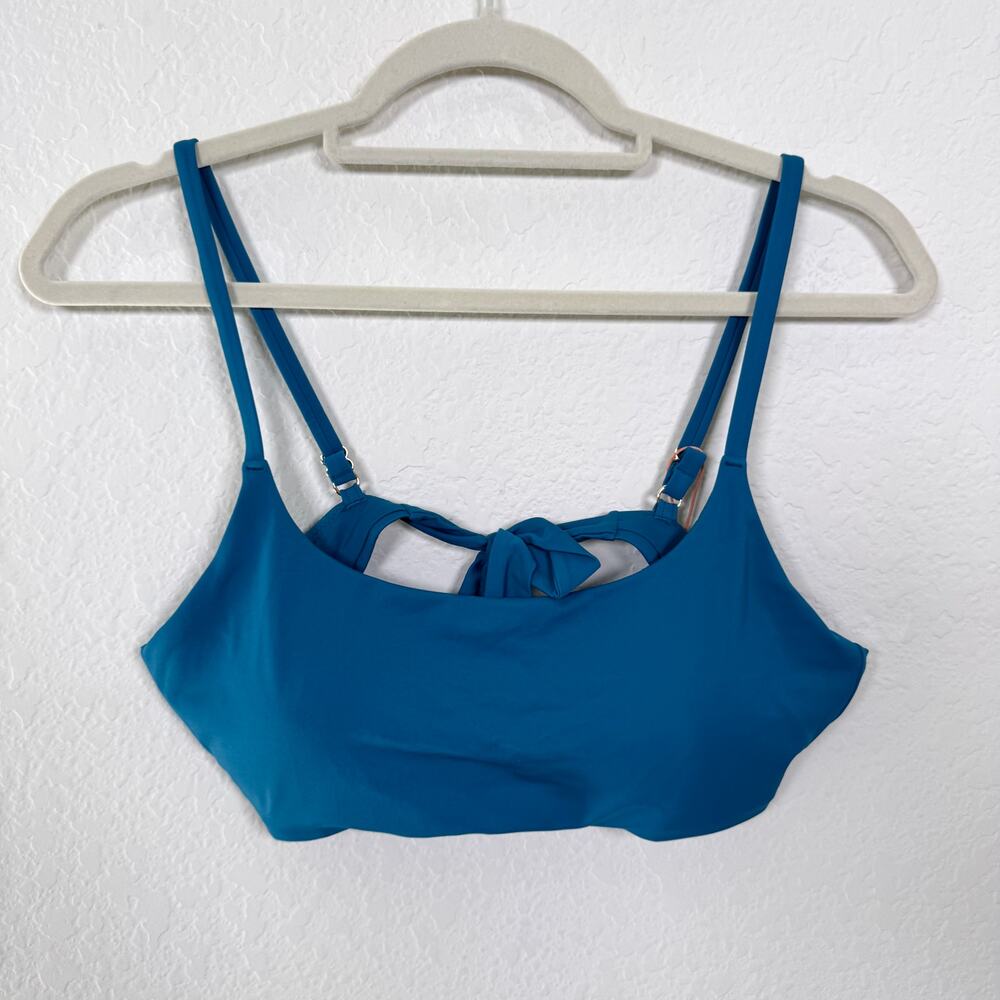 Quince Womens Italian Scoop Neck Bikini Top Size L Swimwear Swim Minimal Blue